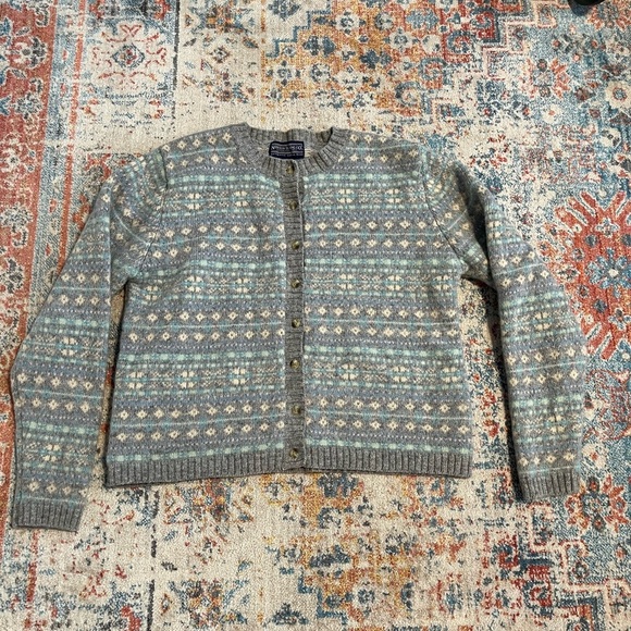 Newton Trading Co 100% Shetland wool fair isle cardigan - Picture 1 of 6